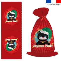 Kit hotte de Noel motif chat noir - Création Lita Blanc