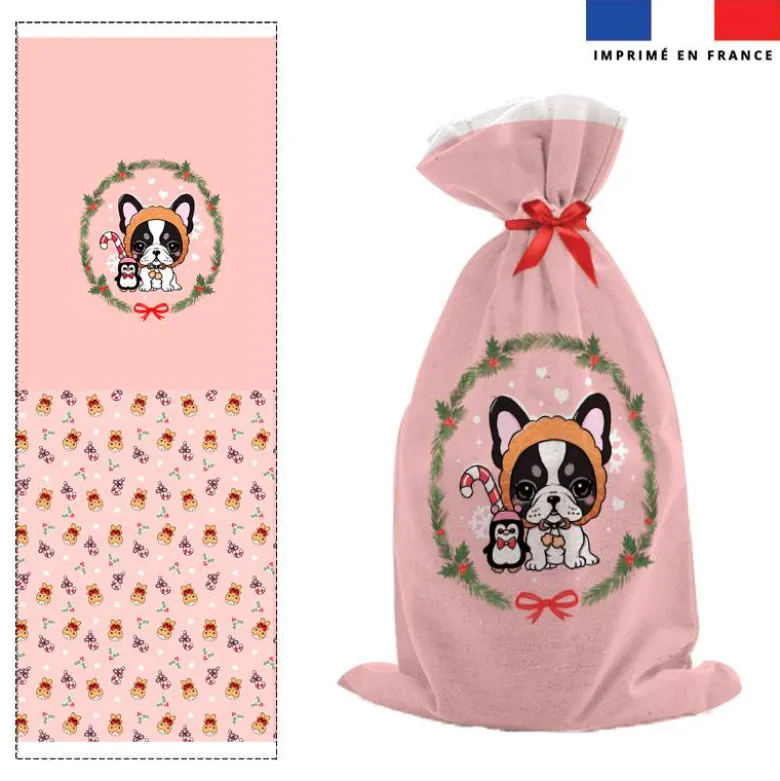 Kit hotte de Noel motif chien bouledogue - Création Jolifox