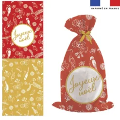Kit hotte de Noel motif joyeux Noël ocre - Création Lili Bambou Design