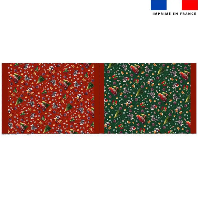 Kit hotte de Noel motif souris de noel rouge et vert - Création Stillistic
