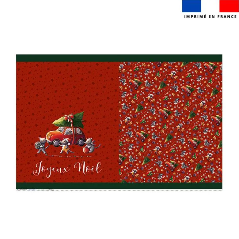 Kit hotte de Noel motif souris de noel rouge - Création Stillistic