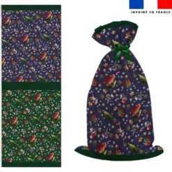 Kit hotte de Noel motif souris de noel bleu et vert - Création Stillistic