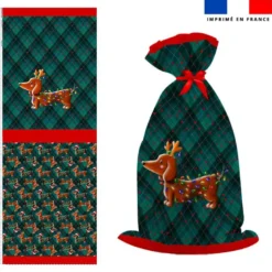 Kit hotte de Noel motif Teckel renne de Noël - Création Stillistic