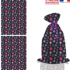 Kit hotte de Noel noir motif boules de Noel roses