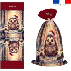 Kit hotte personnalisé motif hérisson de noël