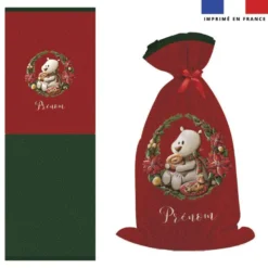 Kit hotte personnalisé motif Ours couronne de Noël - Création Stillistic