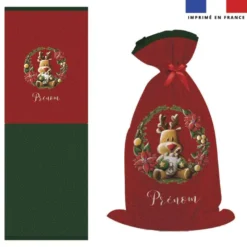 Kit hotte personnalisé motif Renne couronne de Noël - Création Stillistic