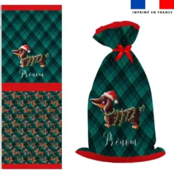 Kit hotte personnalisé motif Teckel bonnet de Noël - Création Stillistic