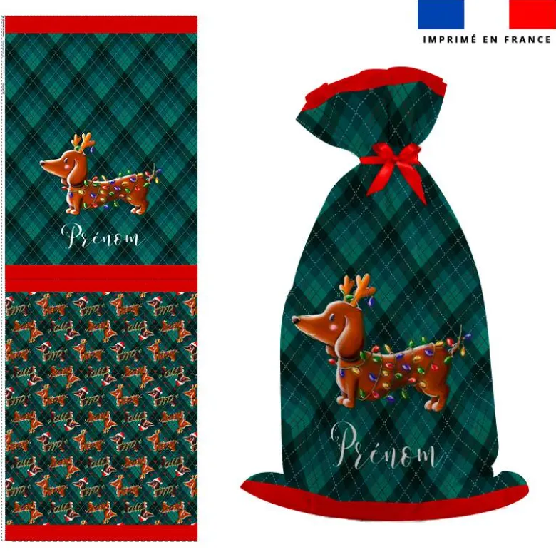 Kit hotte personnalisé motif Teckel renne de Noël - Création Stillistic