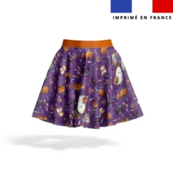 Kit jupe enfant motif fantômes violet - Création Stillistic