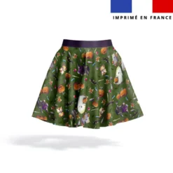 Kit jupe enfant motif fantômes vert - Création Stillistic