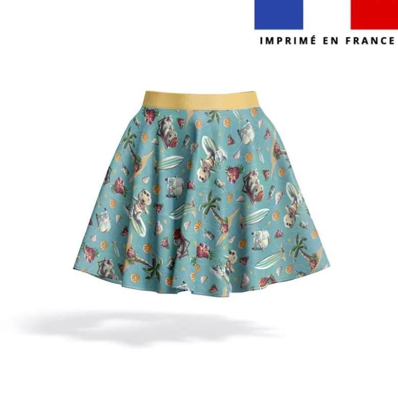 Kit jupe enfant motif hippo en vacances - Création Stillistic