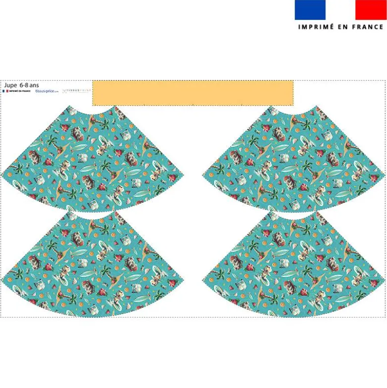 Kit jupe enfant motif hippo en vacances - Création Stillistic