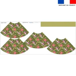 Kit jupe enfant motif lapin printanier vert kaki - Création Stillistic