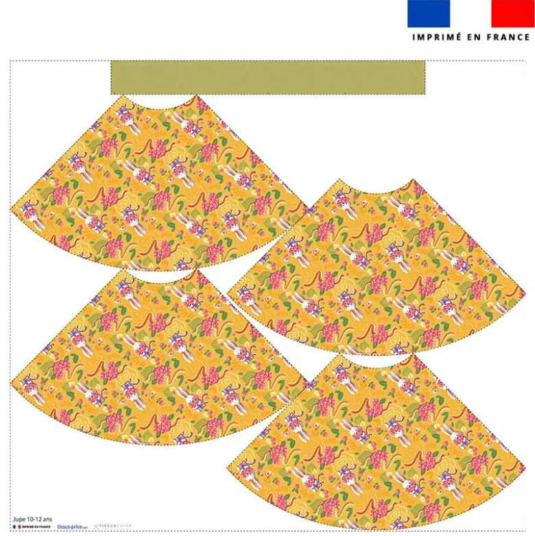 Kit jupe enfant motif lapin printanier jaune - Création Stillistic