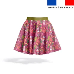 Kit jupe enfant motif lapin printanier framboise - Création Stillistic