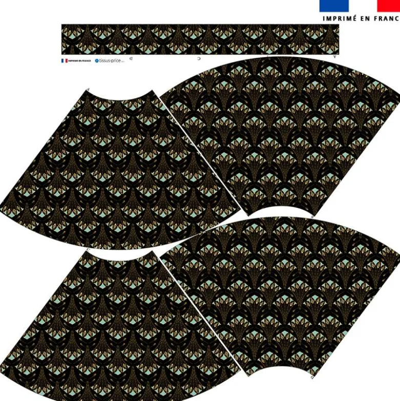Kit Jupe Mi-Genoux - Paon art déco