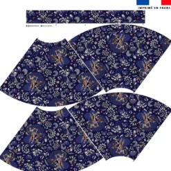 Kit Jupe Mi-Genoux - Tableau floral bleu