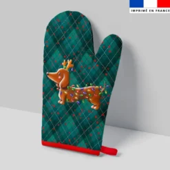 Kit manique réversible imprimé Teckels de Noël - Création Stillistic