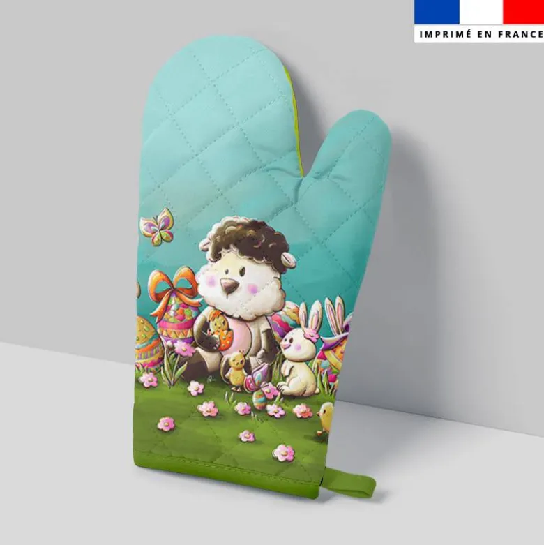 Kit manique réversible imprimémouton et oeufs de Pâques - Création Stillistic