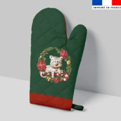 Kit manique réversible imprimé panthère couronne de Noël - Création Stillistic
