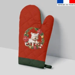 Kit manique réversible imprimé panthère couronne de Noël - Création Stillistic