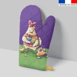 Kit manique réversible imprimé poule et oeufs de Pâques - Création Stillistic