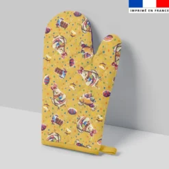 Kit manique réversible imprimé poule et oeufs de Pâques - Création Stillistic