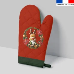 Kit manique réversible imprimé renne couronne de Noël - Création Stillistic