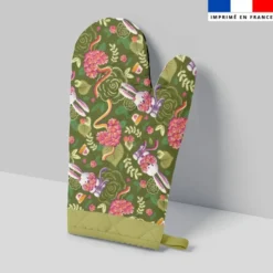 Kit manique réversible imprimé lapin printanier jaune et vert - Création Stillistic