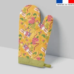 Kit manique réversible imprimé lapin printanier jaune et vert - Création Stillistic