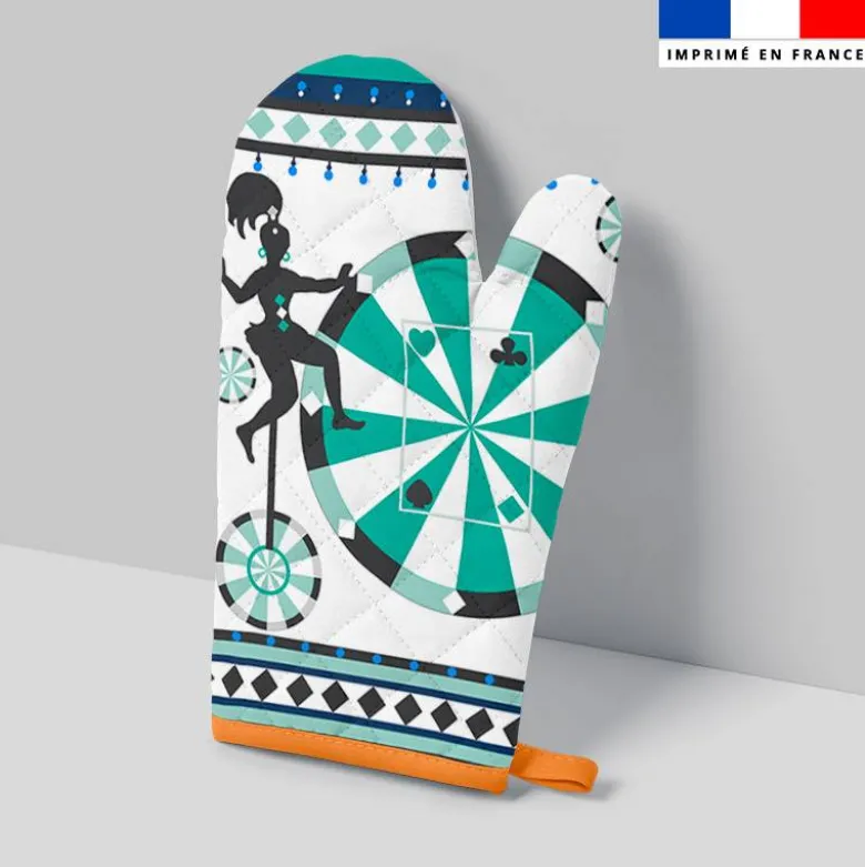Kit manique réversible imprimé cirque blanc - Création Lili Bambou Design
