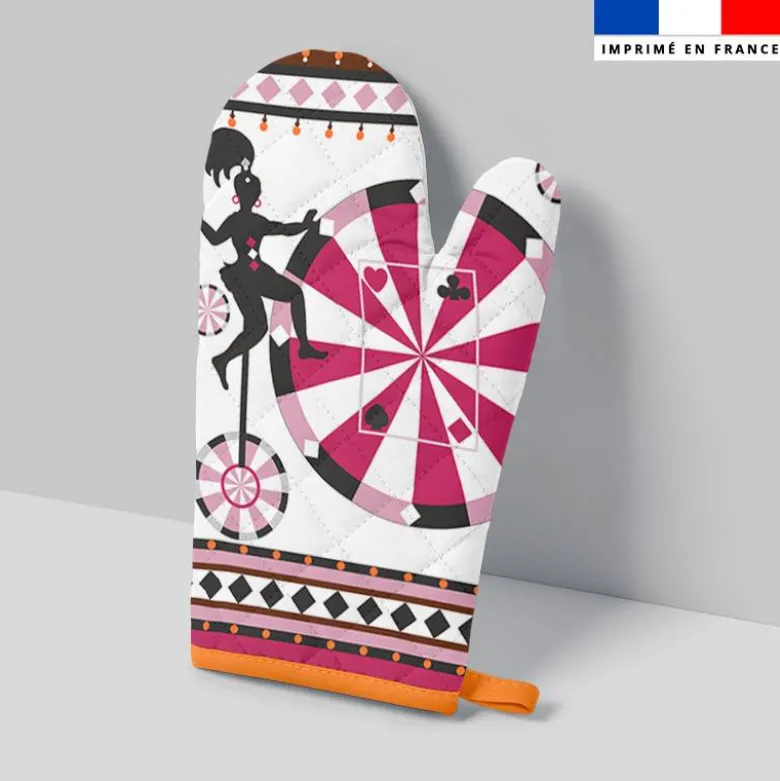 Kit manique réversible imprimé cirque blanc - Création Lili Bambou Design