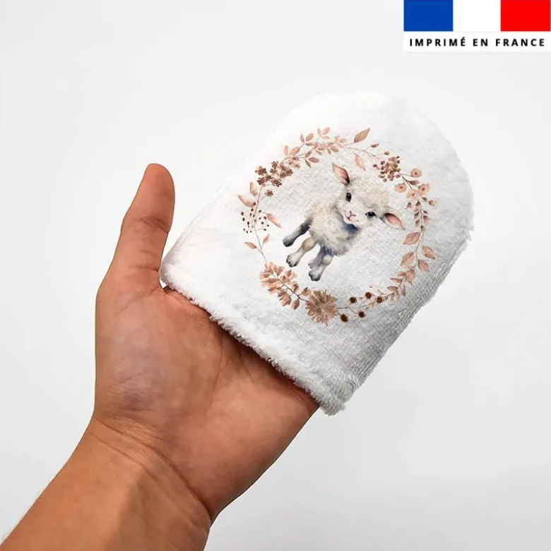 Kit mini-gants nettoyants motif agneau aquarelle