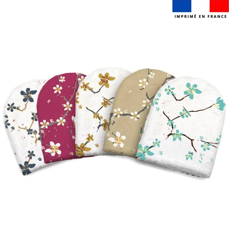 Kit mini-gants nettoyants motif fleur de cerisier