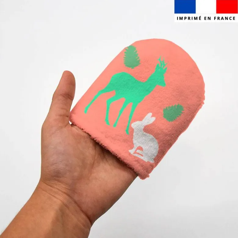 Kit mini-gants nettoyants motif marinière forêt - Création Lili Bambou Design
