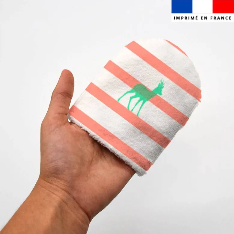 Kit mini-gants nettoyants motif marinière forêt - Création Lili Bambou Design