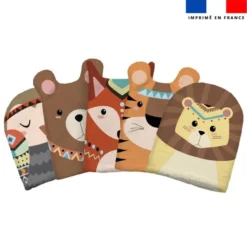Kit mini-gants nettoyants motif animaux indiens