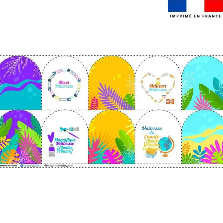 Kit mini-gants personnalisé - Feuilles tropicales maitresse