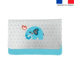 Kit pochette ardoise motif éléphant bleu