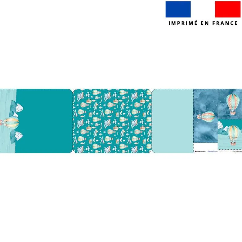 Kit pochette ardoise motif montgolfière aquarelle
