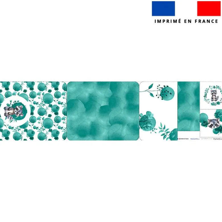 Kit pochette ardoise motif raton laveur aquarelle
