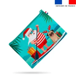 Kit pochette de noel motif papa noel en vacances