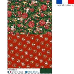 Kit pochette motif animaux couronne de noël rouge - Création Stillistic