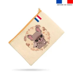Kit pochette motif bouledogues d'automne - Création Jolifox