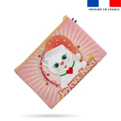 Kit pochette motif chat de Noel blanc - Création Lita Blanc