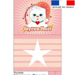 Kit pochette motif chat de Noel blanc - Création Lita Blanc