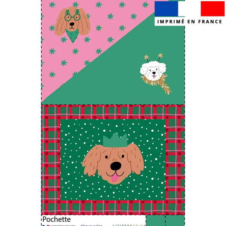 Kit pochette motif chien de Noel