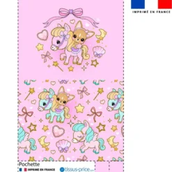 Kit pochette motif chien et chevaux magiques - Création Jolifox