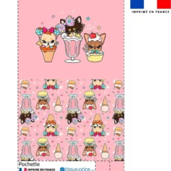 Kit pochette motif chien icecream - Création Jolifox